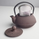 litinová konvička Arare brown na čaj 600 ml + 2 šálky
