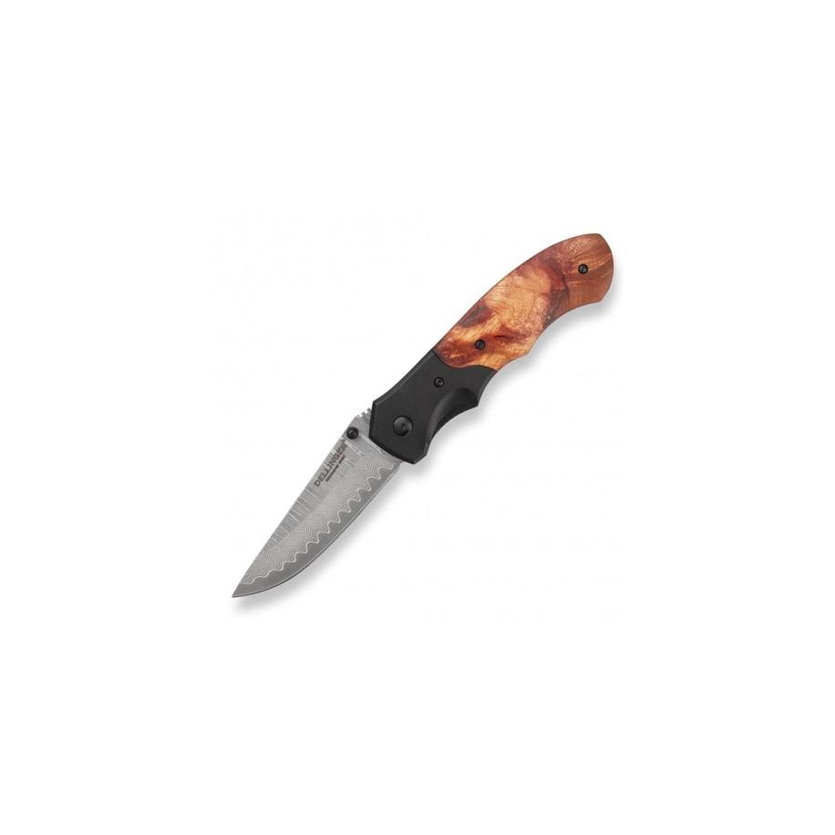 Lovecký zavírací damaškový nůž Dellinger Hunter Poplar Burl
