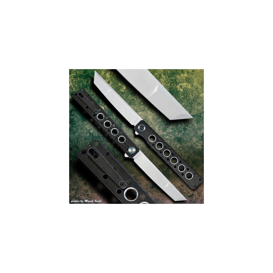 zavírací nůž Dellinger Kuzan Silver - Titanium Flipper, CPM 20CV